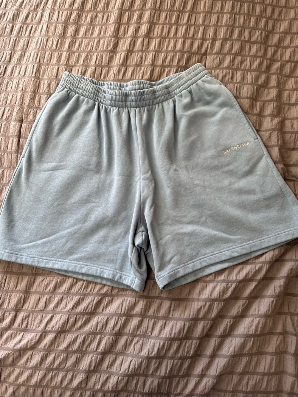 Balenciaga‎ Grey Blue Elastic Waist Sweatshorts
